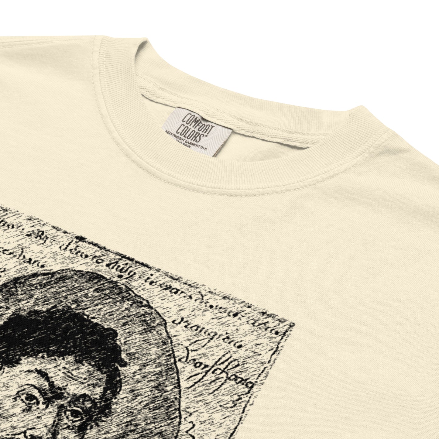 Wit T-Shirt met een afbeelding van Balthasar Gerards, ontwerp door De Zwarte Markt en verkrijgbaar bij cadeauwinkel 'A Given Horse'. Detail.