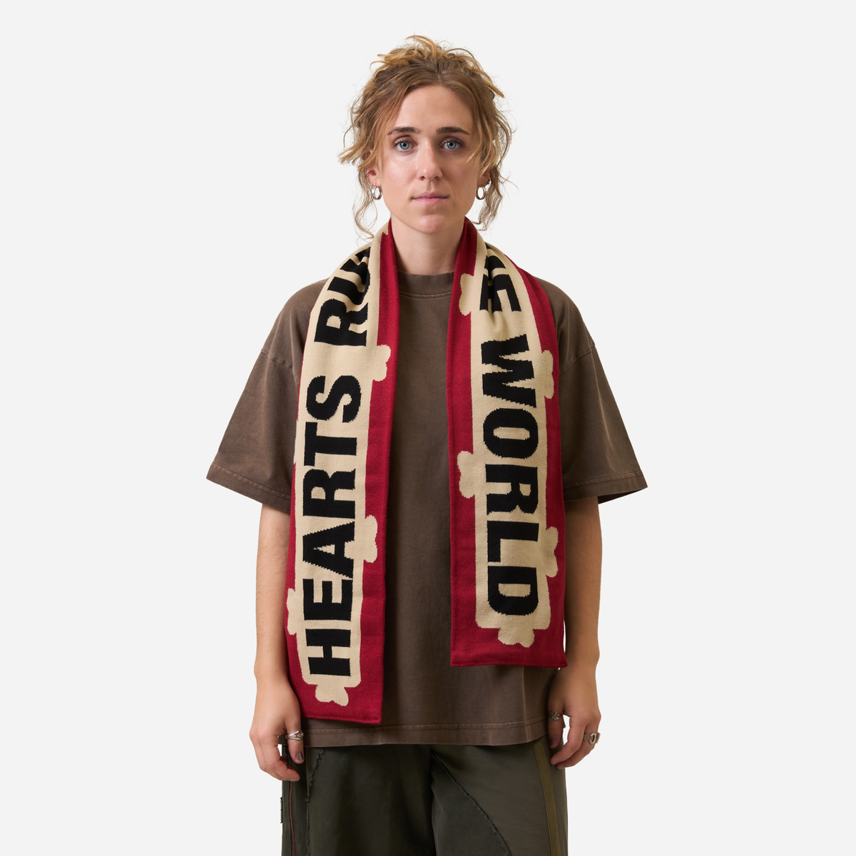 Hearts Rule The World Scarf Red