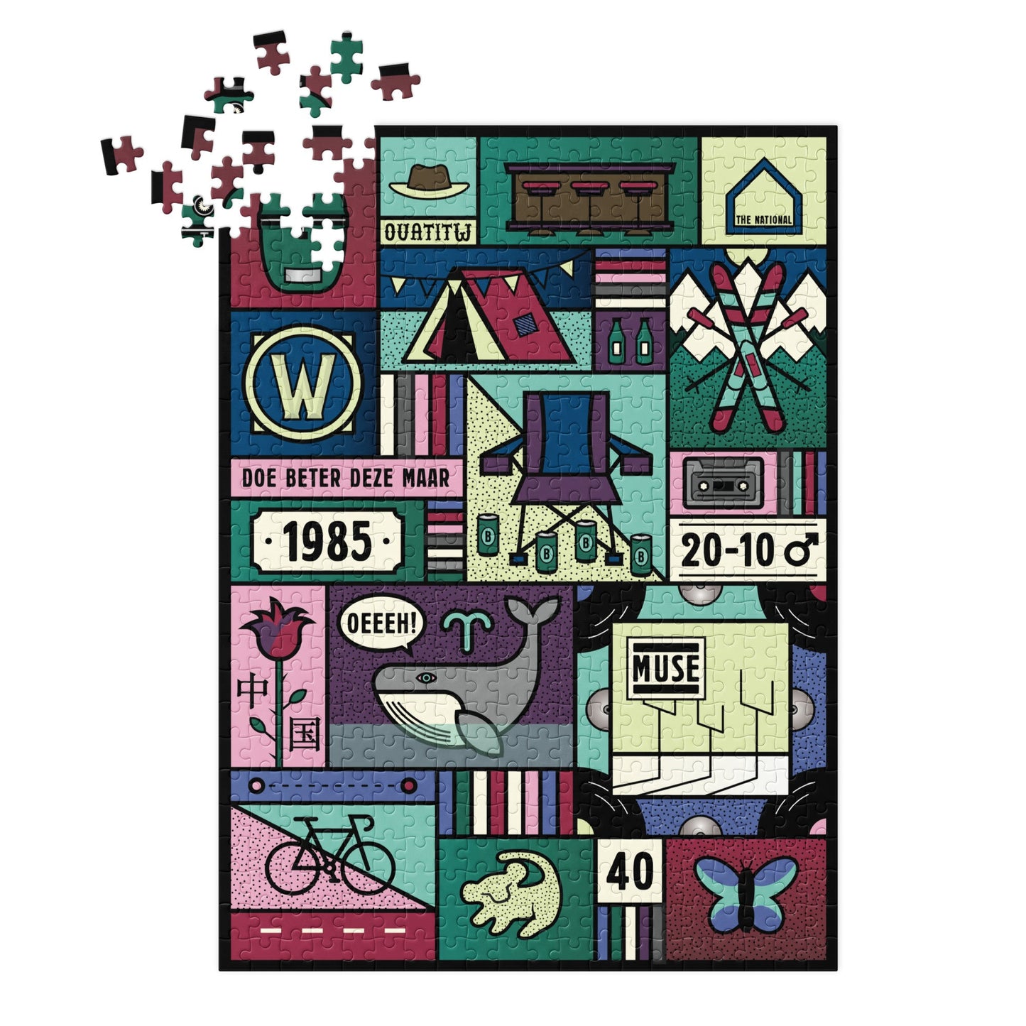 Custom made puzzel, ontwerp door Matzwart en verkrijgbaar bij cadeauwinkel 'A Given Horse'. Arnoud, bijna compleet.