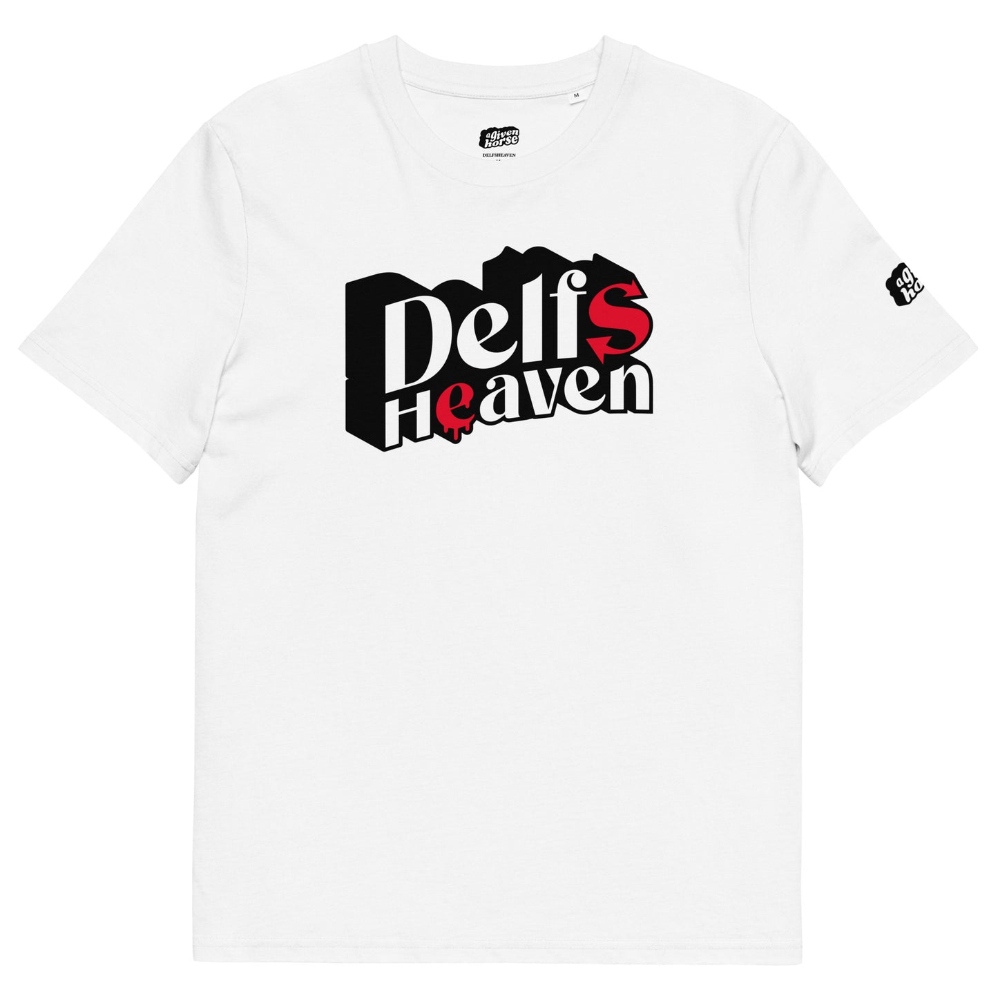 Wit T-Shirt met de tekst 'Delfsheaven', ontwerp door Matzwart en verkrijgbaar bij cadeauwinkel 'A Given Horse'. Voorkant.