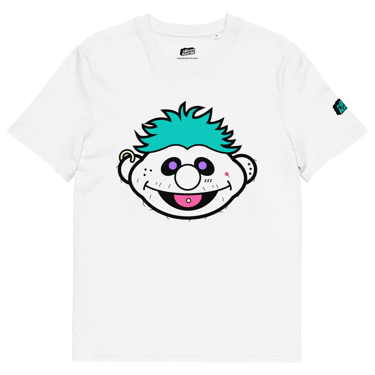 Wit T-Shirt met een afbeelding van Ernie, ontwerp door De Zwarte Markt en verkrijgbaar bij cadeauwinkel 'A Given Horse'. Voorkant.