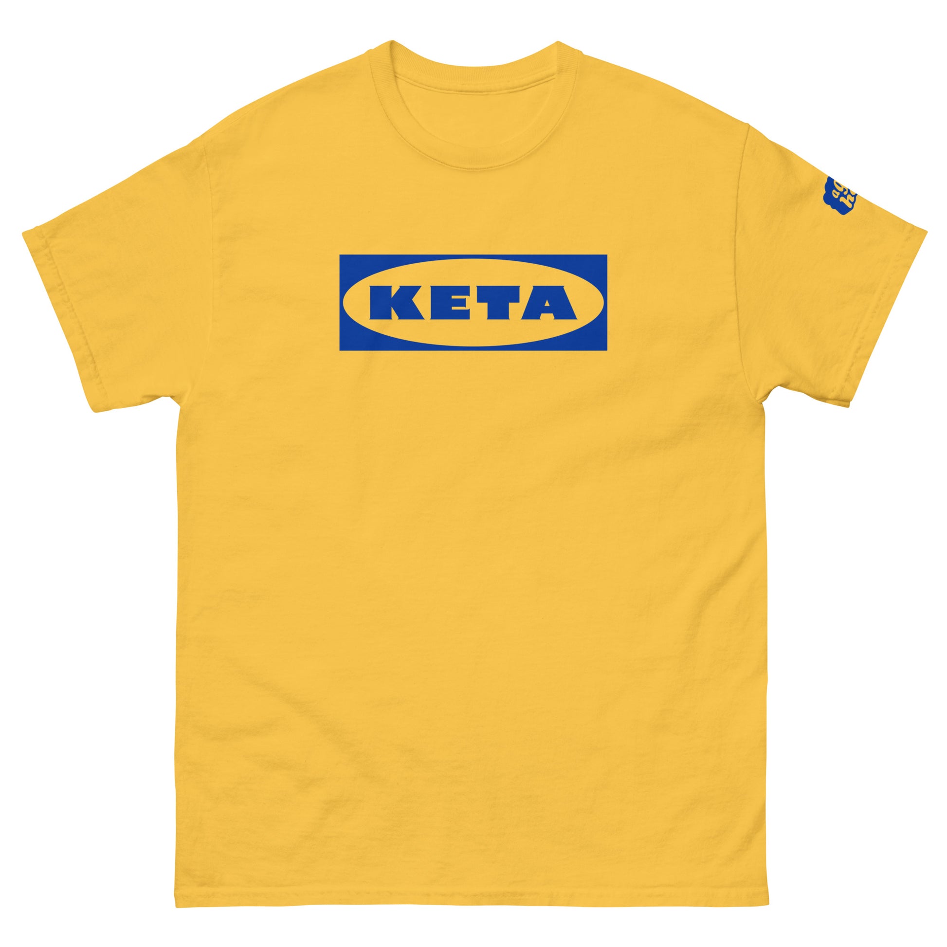 Geel T-Shirt met de tekst 'Keta', ontwerp door De Zwarte Markt en verkrijgbaar bij cadeauwinkel 'A Given Horse'. Voorkant.