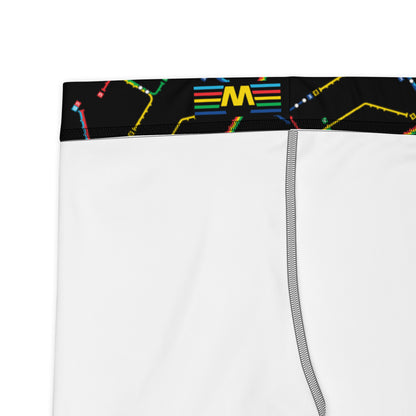 Zwarte legging met een all-over print van het Rotterdamse metro systeem, ontwerp door De Zwarte Markt en verkrijgbaar bij cadeauwinkel 'A Given Horse'. Detail.