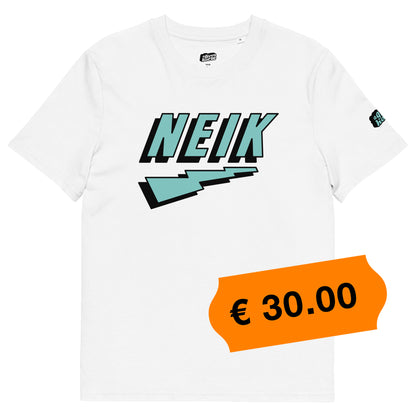 Wit T-Shirt met het NEIK logo, ontwerp door De Zwarte Markt en verkrijgbaar bij cadeauwinkel 'A Given Horse'. Voorkant, prijs.
