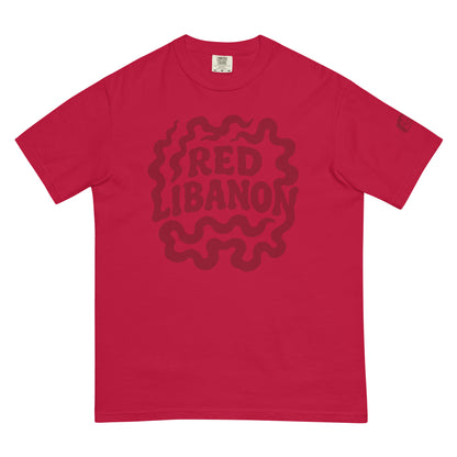 Rood T-Shirt met de tekst 'Red Libanon', ontwerp door Lay-Z en verkrijgbaar bij cadeauwinkel 'A Given Horse'. Voorkant.